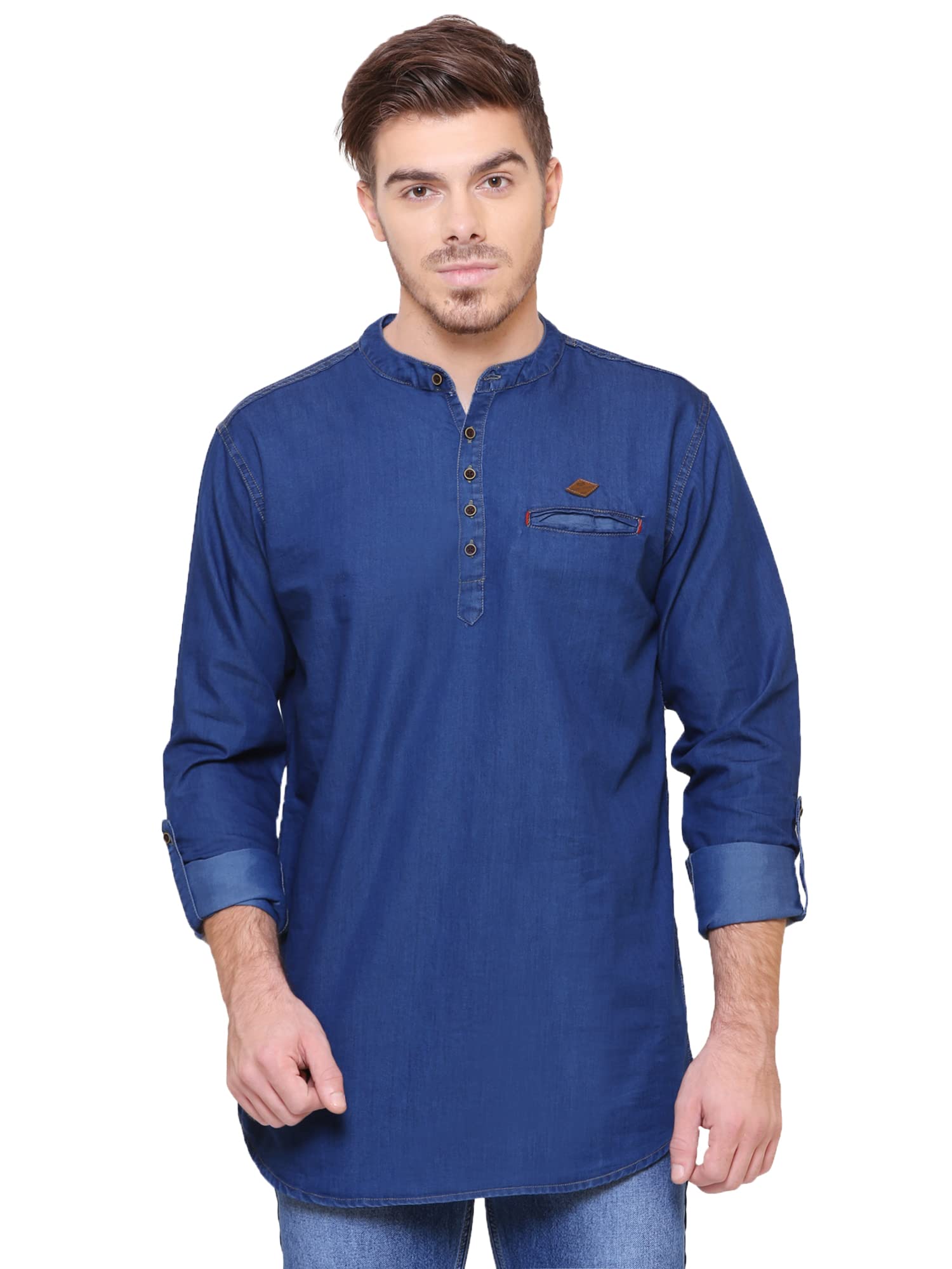 Men's Short Denim Kurta | Kurta Shirt for Men-image-19