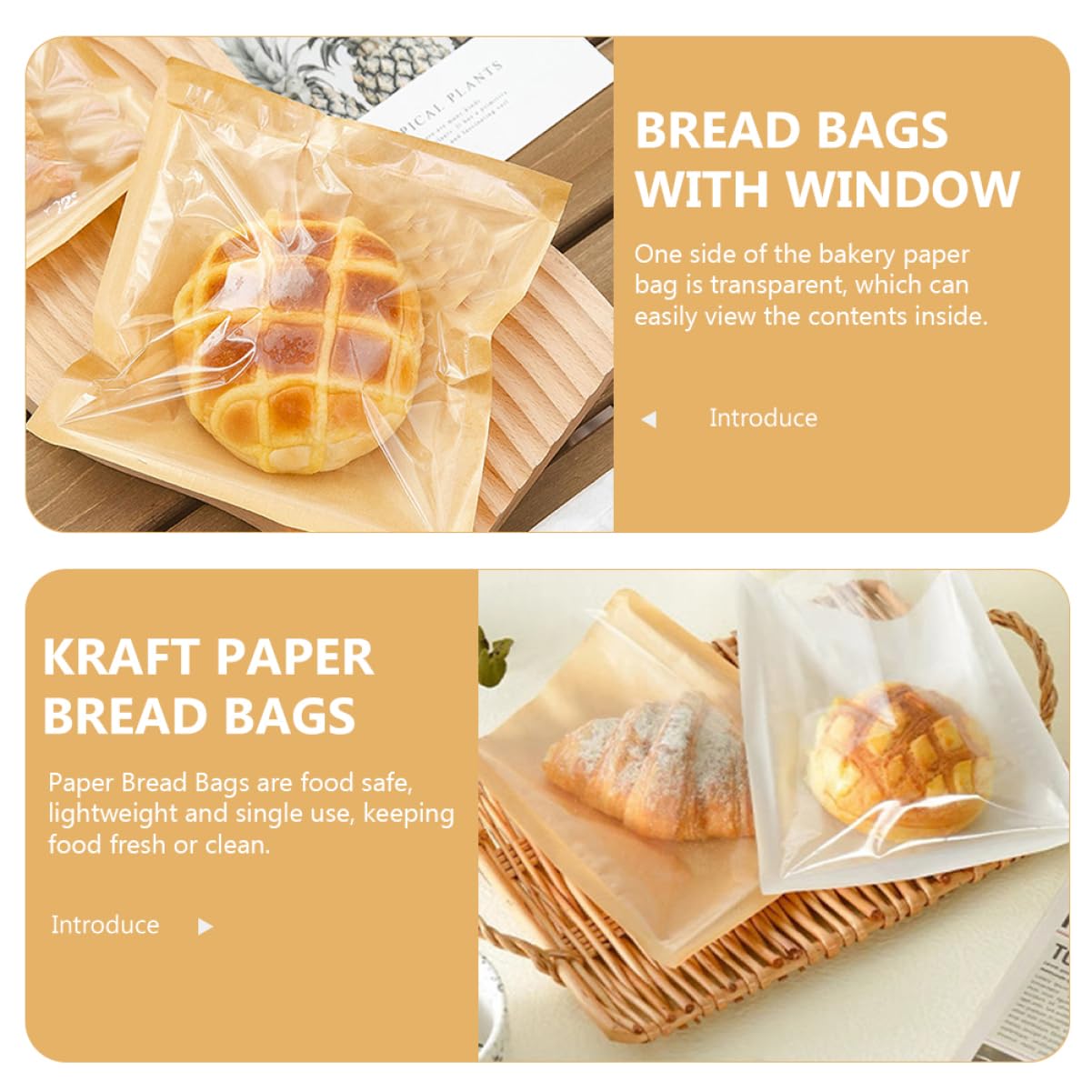 VALICLUD 100piezas Bolsas De Papel Prueba De Aceite Para Pan Tostadas Sándwiches Para Guardar Golosinas Galletas y Donas Cocina o Panadería