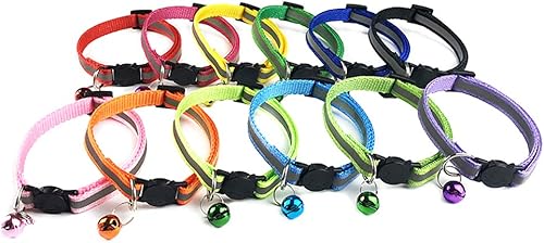 Miniatura 3 de shlutesoy Pet Dog Bell Night Safety Collar reflectante Cabeza de gato Hebilla Collar Correa para el cuello Reflectante Púrpura