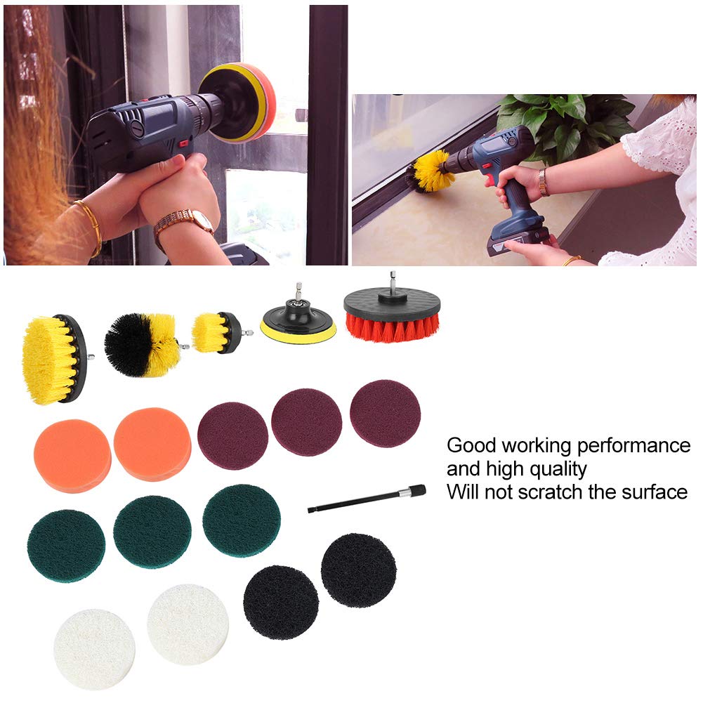 Set di 18 spazzole per trapano elettrico, multifunzione in nylon, accessori per la pulizia della casa, per vasca da bagno, malta, tappezzeria, superficie del bagno