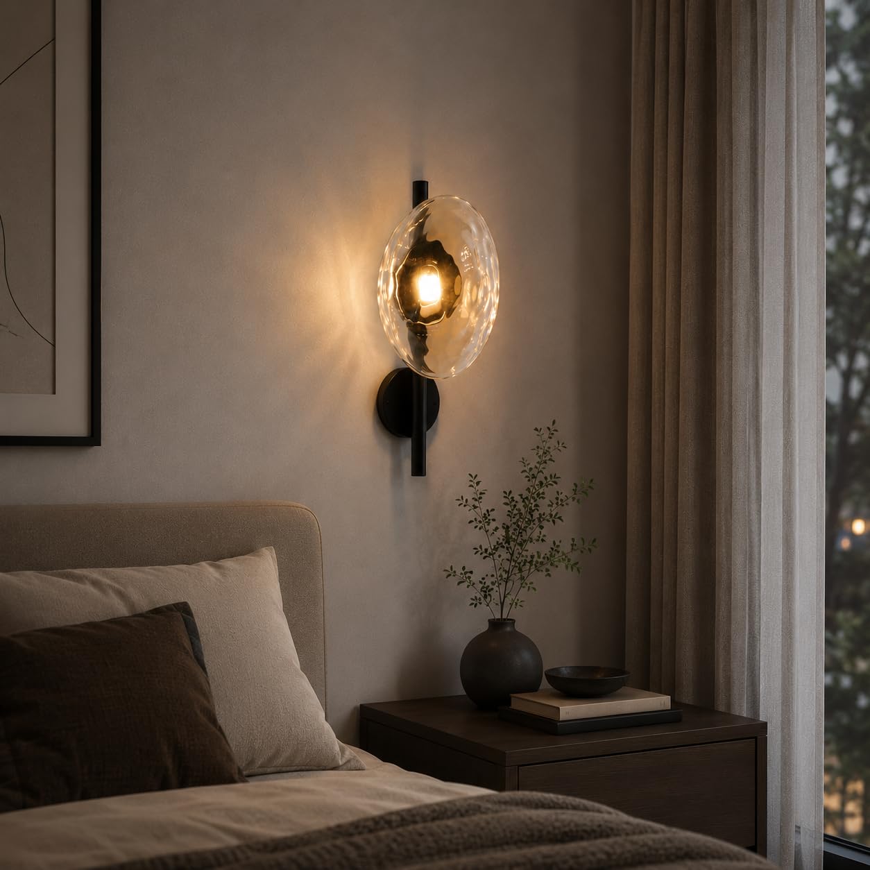 Lampa ścienna do sypialni ręcznie dmuchane szkło LED 5W 3000K do wnętrz ze stałym okablowaniem, metalowe, idealne do sypialni, nocnej, salonu i biegania