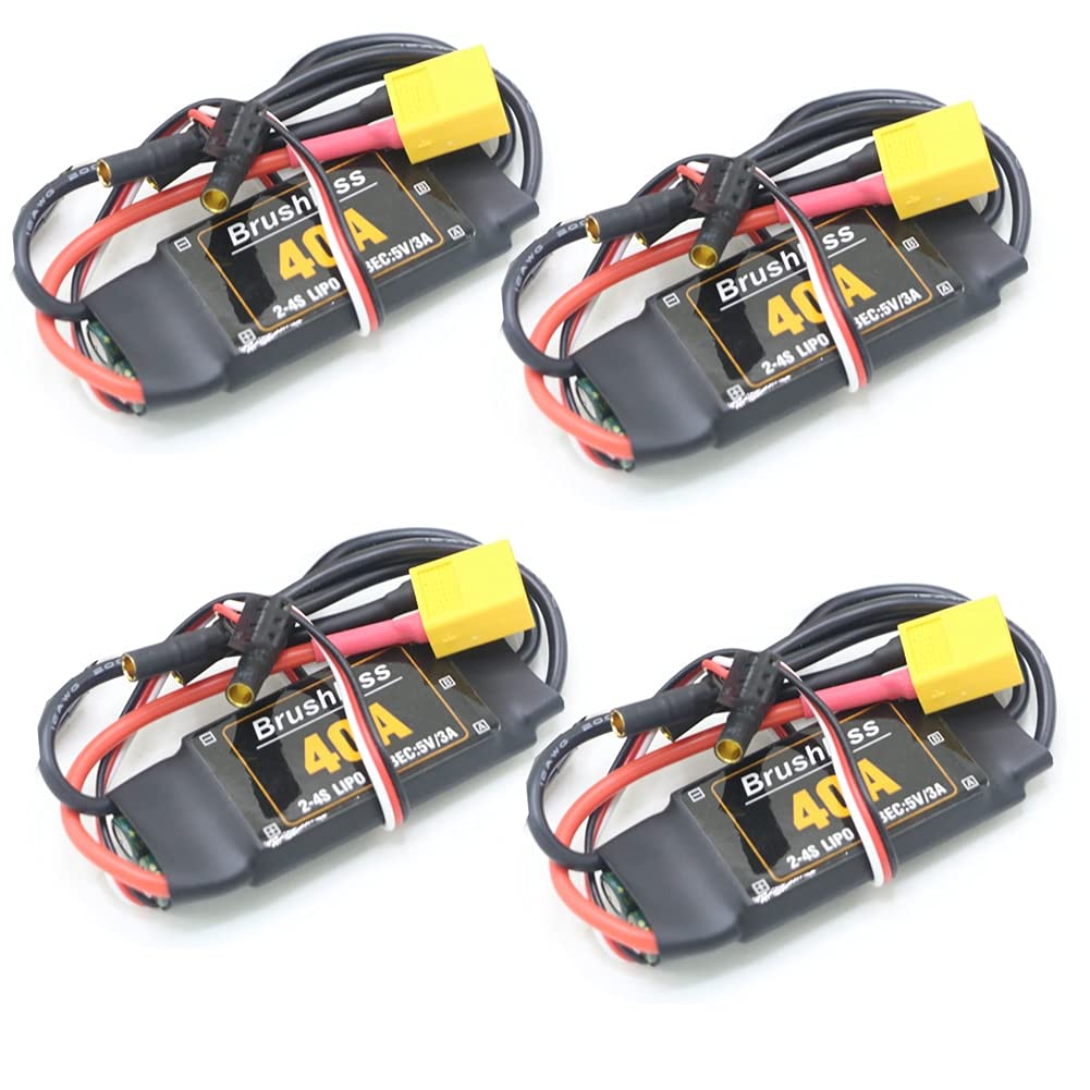 Accessoires pour hélicoptères RC 4 pcs/lot Brushless 40A ESC Contrôleur de Vitesse 2-4S avec 5V 3A UBEC for RC FPV Quadcopter RC Avions Hélicoptère Accessoires de Rechange Disponibles (Color : XT60pl