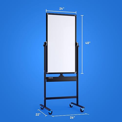 Miniatura 9 de Pizarra magnética rodante de 70 x 36 pulgadas, gran pizarra portátil de borrado en seco con soporte, pizarra de doble cara estilo caballete con