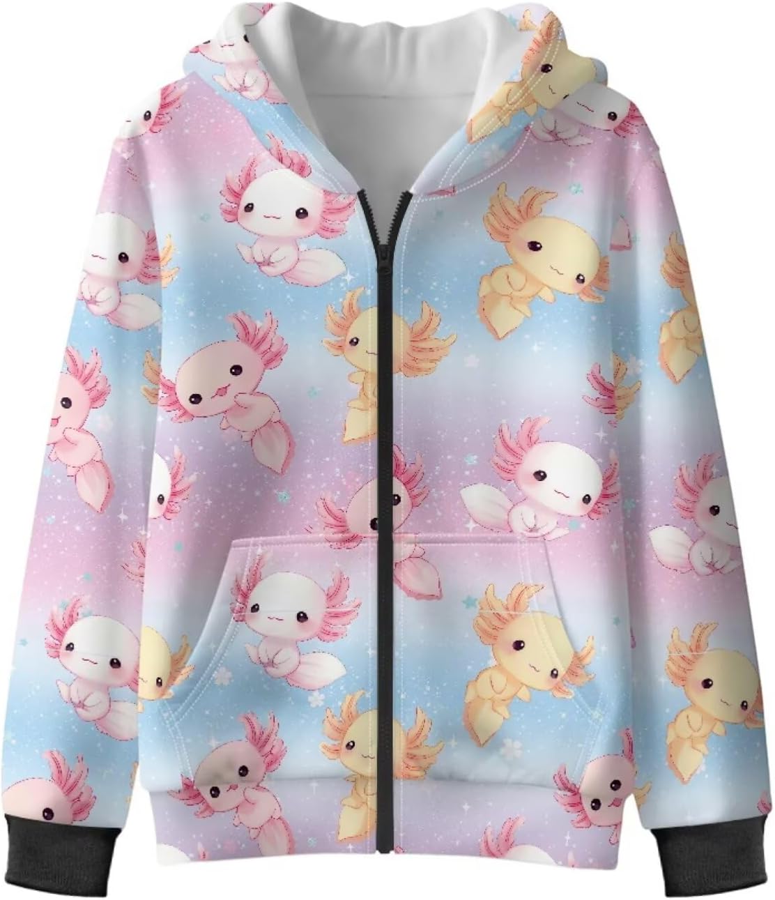 Christmas Zip-Up Fleece Hoodie Long Sleeve Sweatshirts with Pocket for Girls Boys Kids 6-13 Years
