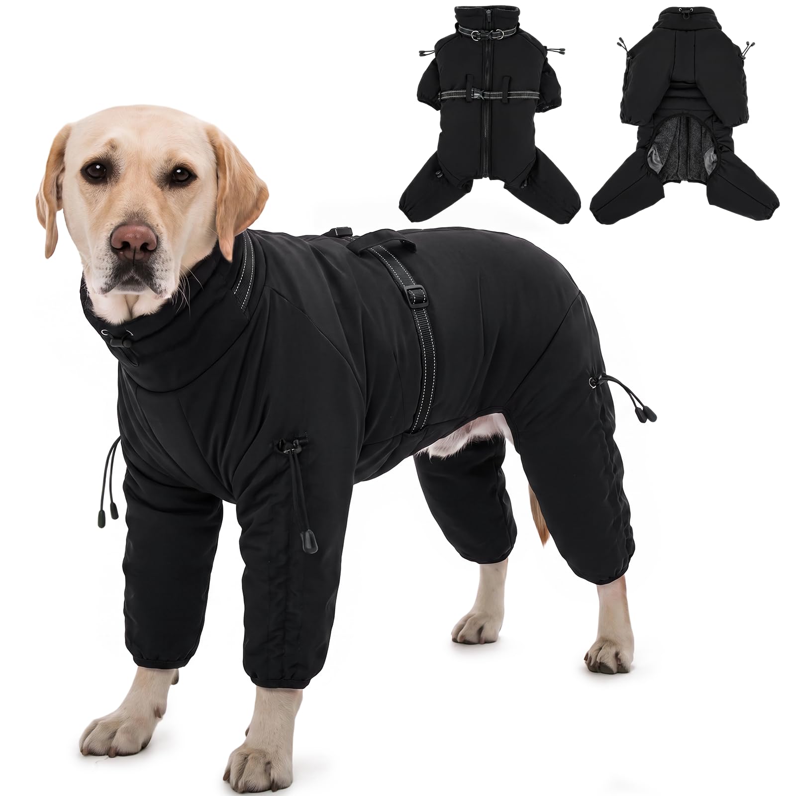 Kuoser Cappotto invernale per cani di grandi dimensioni, nero, 3XL
