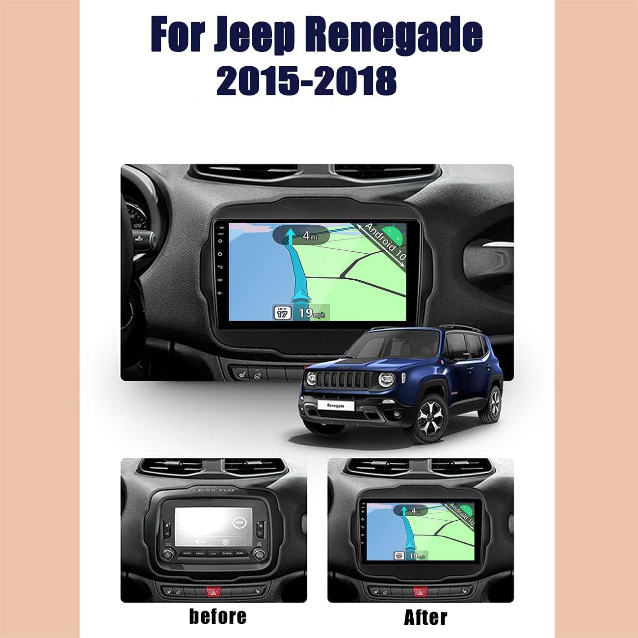 yuntx for jeep renegade 2015 2016 2017 2018 radio android 10 replacement double din wireless carplay android auto dsp bluetooth backup camera mirror l