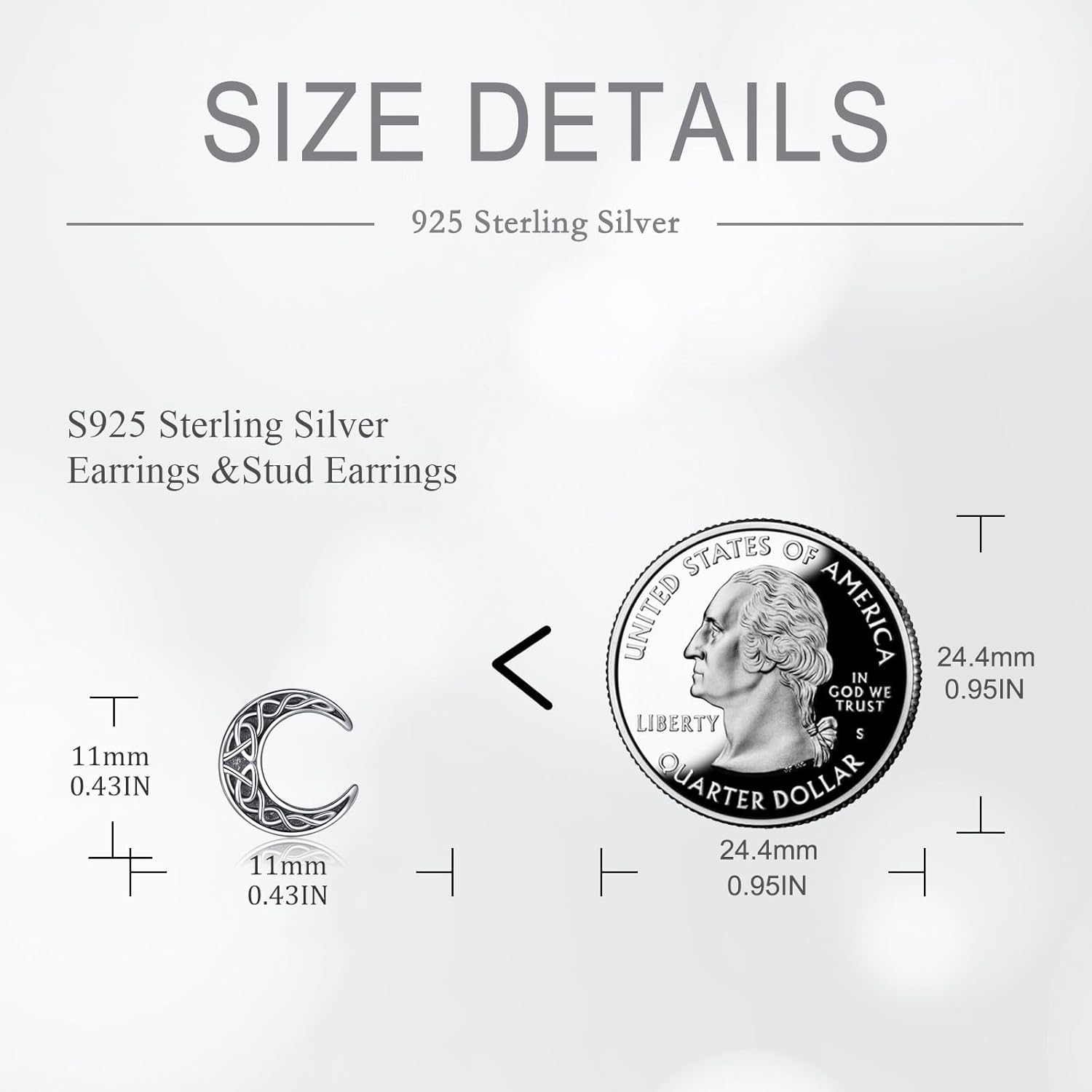 Celtic Moon Earrings for Women Men 925 Sterling Silver Moon Stud Earrings Moon Jewelry - Image 3