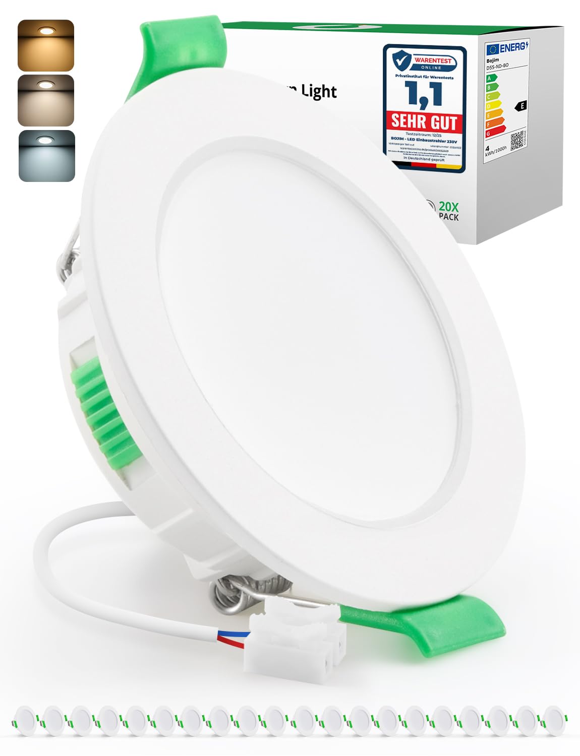 BOJIM LED Spots 230V für Bad Einbaustrahler