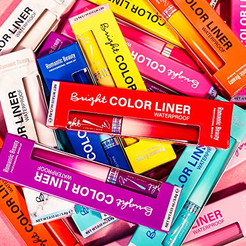 Bright Color Liquid Eyeliner By Romantic Beauty - Matte Liquid Eyeliner - Neon Eyeliner - Waterproof Eyeliner - Colorful Liquid Eyeliner - Smudgeproof Long Lasting - (Orange) #TOP6