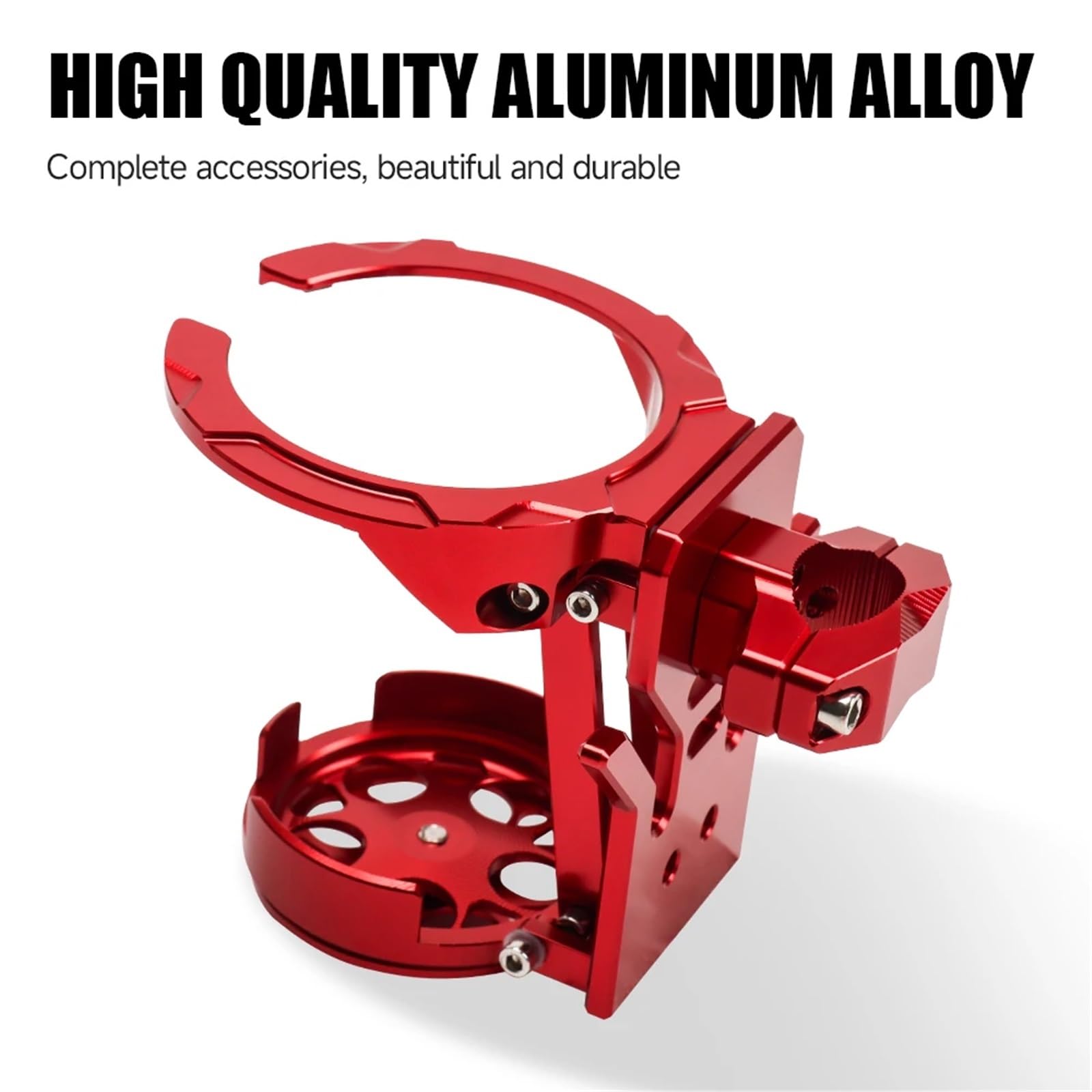 Uchwyt na Bidon Pasuje do motocykli VSTROM 650 1050 1000 800 DL650 DL1000 Uchwyt na kubek na wodę, składany stojak na napoje, CNC, aluminiowy(Red)