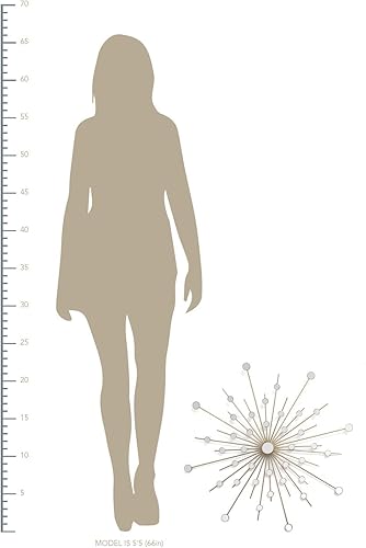 Miniatura 4 de Stratton Home Decor Espejo brillante para decoración de pared de explosión de 0.50 pulgadas de profundidad x 24.00 pulgadas de alto, dorado