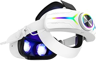 QWOS RGB Comfort Head Strap with 8000mAh Battery Pack for Oculus/Meta Quest 2 - Extend 8hrs Playtime - Adjustable Elite Strap with Soft Thicken Cushion for Enhanced Support and Balance in VR
