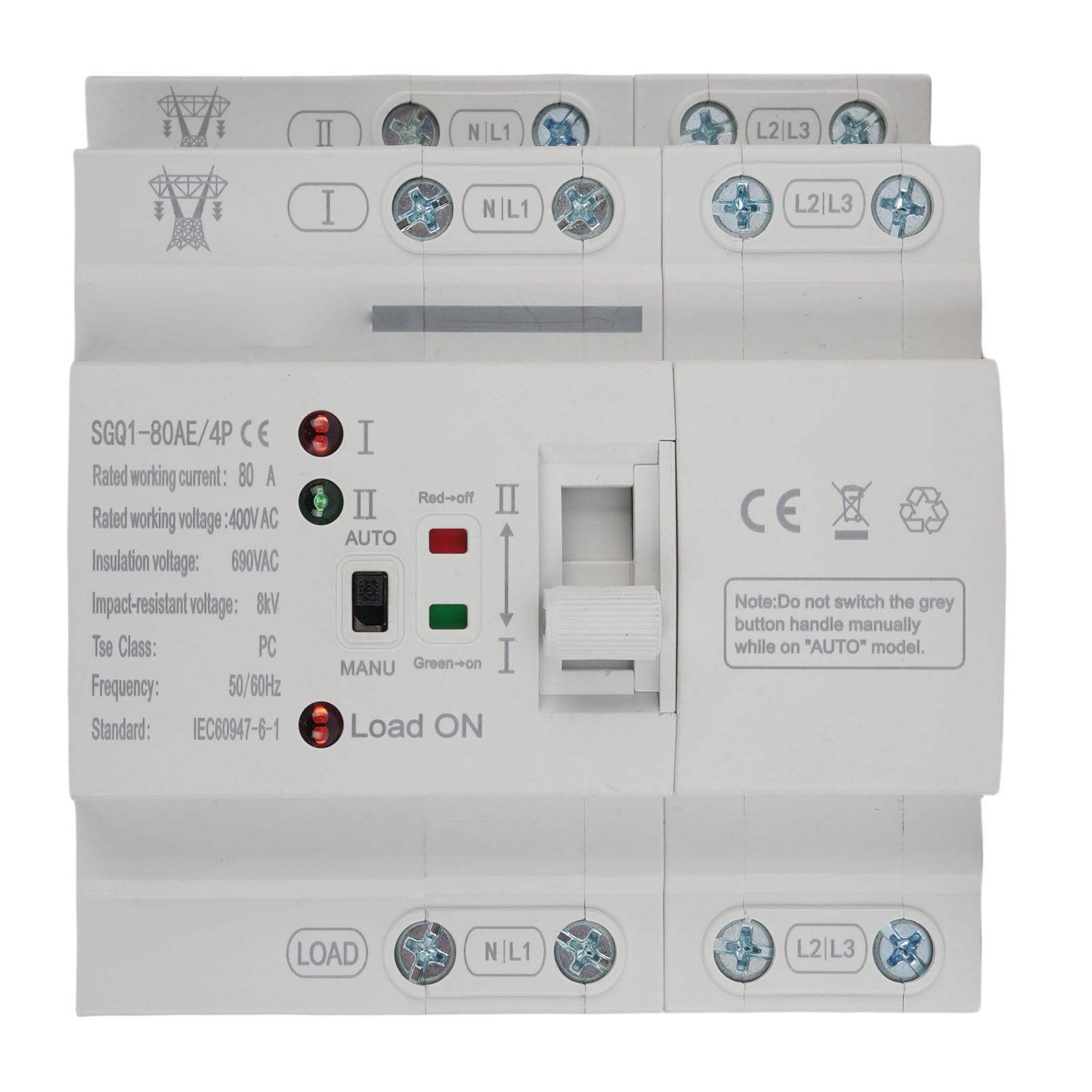 Keenso 4P Automatic Transfer Switch 80A Robust Construction for Reliable
