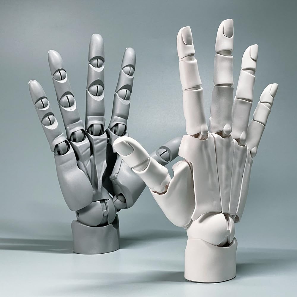 1:1 Flexible Right Hand Model, Joints Moveable Artists Manikin Hand Figure for Arts Drawing Sketching Painting Jewelry Display (White, one Size)