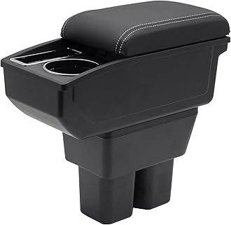 YJYWZH Car Armrest Box for Suzuki Jimny 2018-2024 Auto Accessories Center Console Leather Arm Rest Double-Layer Storage Space with Cup Holder (White Thread)