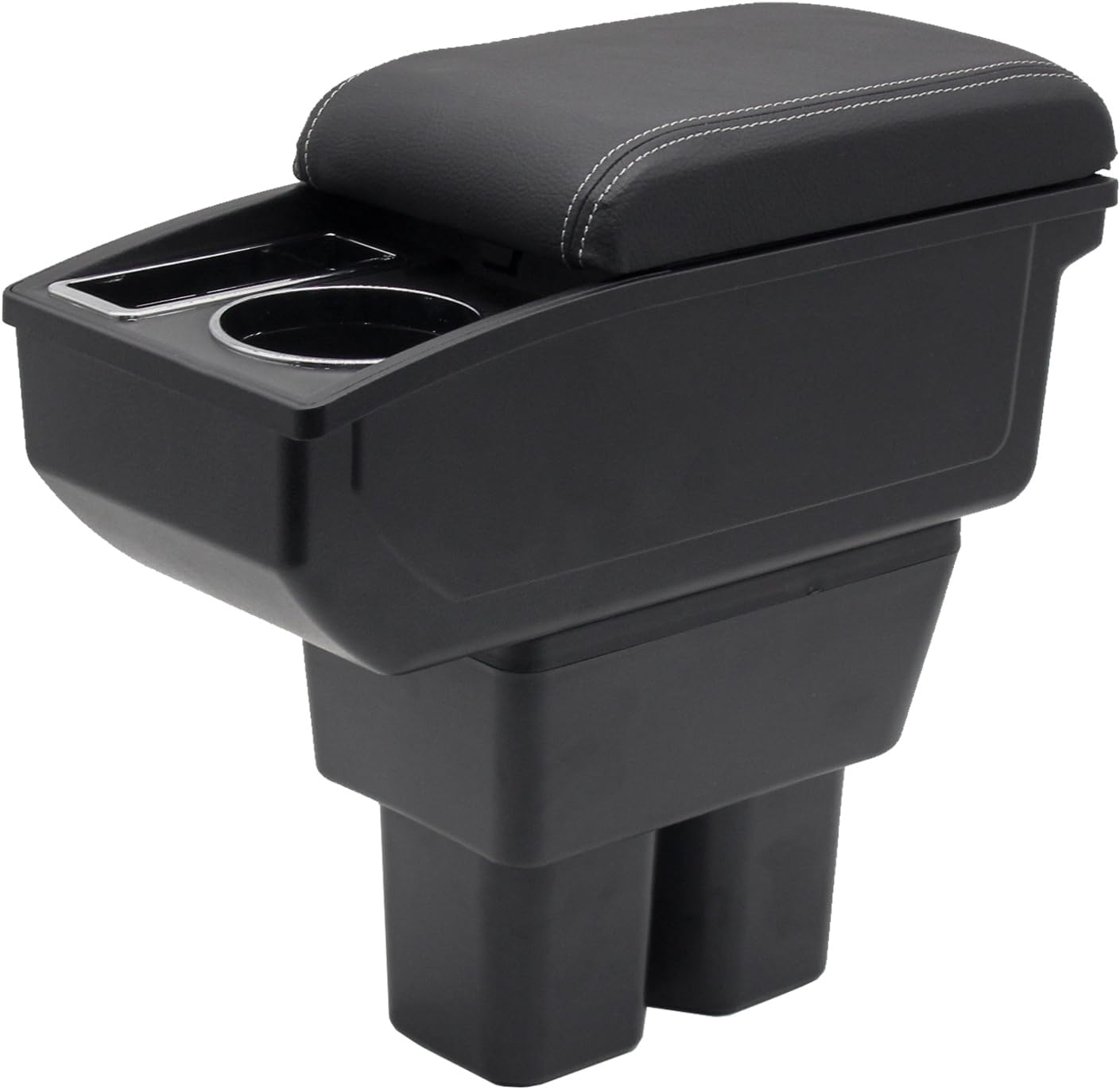 YJYWZH Car Armrest Box for Suzuki Jimny 2018-2024 Auto Accessories Center Console Leather Arm Rest Double-Layer Storage Space with Cup Holder (White Thread)