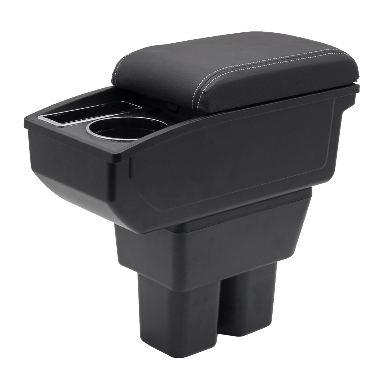 YJYWZH Car Armrest Box for Suzuki Jimny 2018-2024 Auto Accessories Center Console Leather Arm Rest Double-Layer Storage Space with Cup Holder (White Thread)