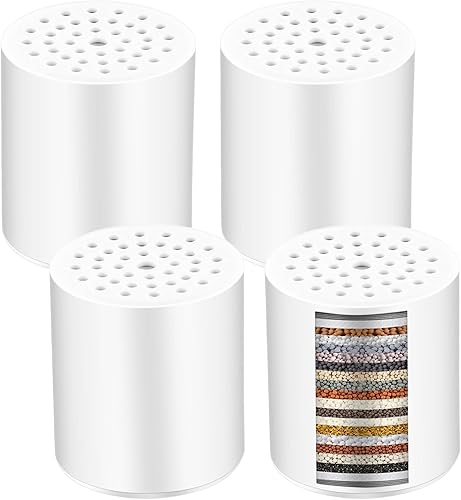 MZY LLC Paquete de 4 filtros de ducha de 22 etapas, filtro de ducha universal que elimina metales pesados, compatible con diseños similares