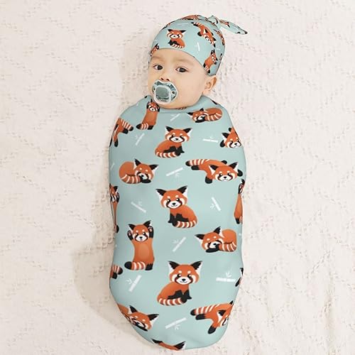 Miniatura 3 de Conjunto de mantas para recién nacido, diseño de panda rojo, manta suave para bebé, saco de envolver para baby shower, regalo para niño y niña