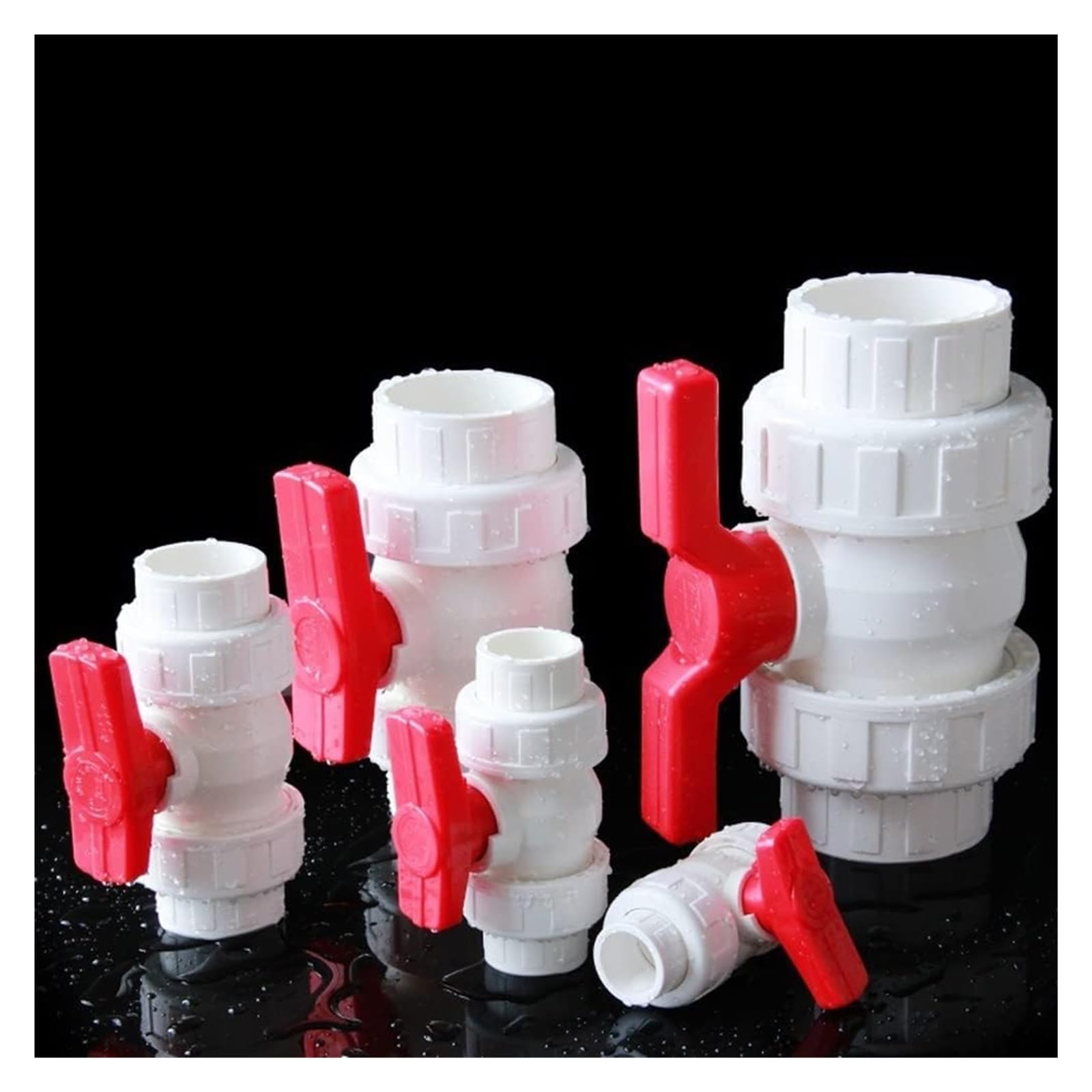 Válvula de bola de doble unión de PVC para acuarios y conectores de riego, compatible con tuberías de diámetro interior de 20 mm a 50 mm