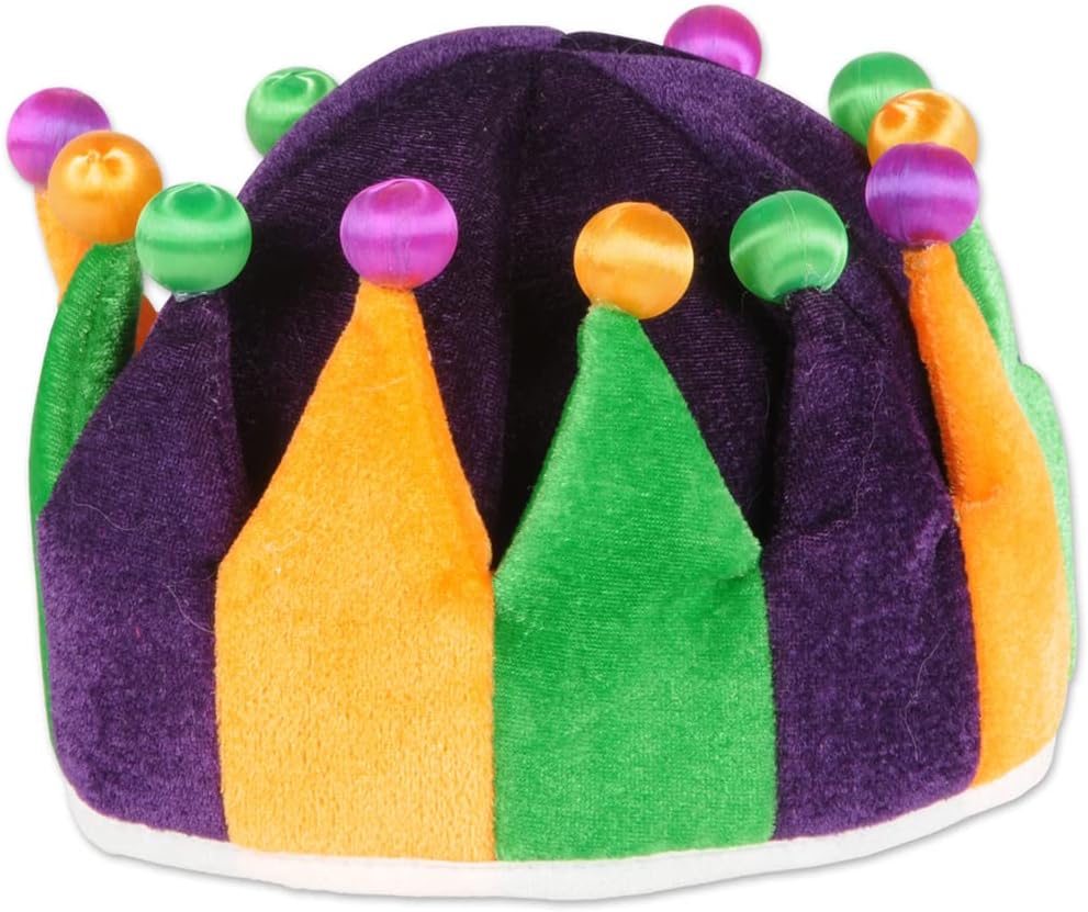 Beistle Plush Fabric Jester Crown For Mardi Gras Party Medieval Theme Hats