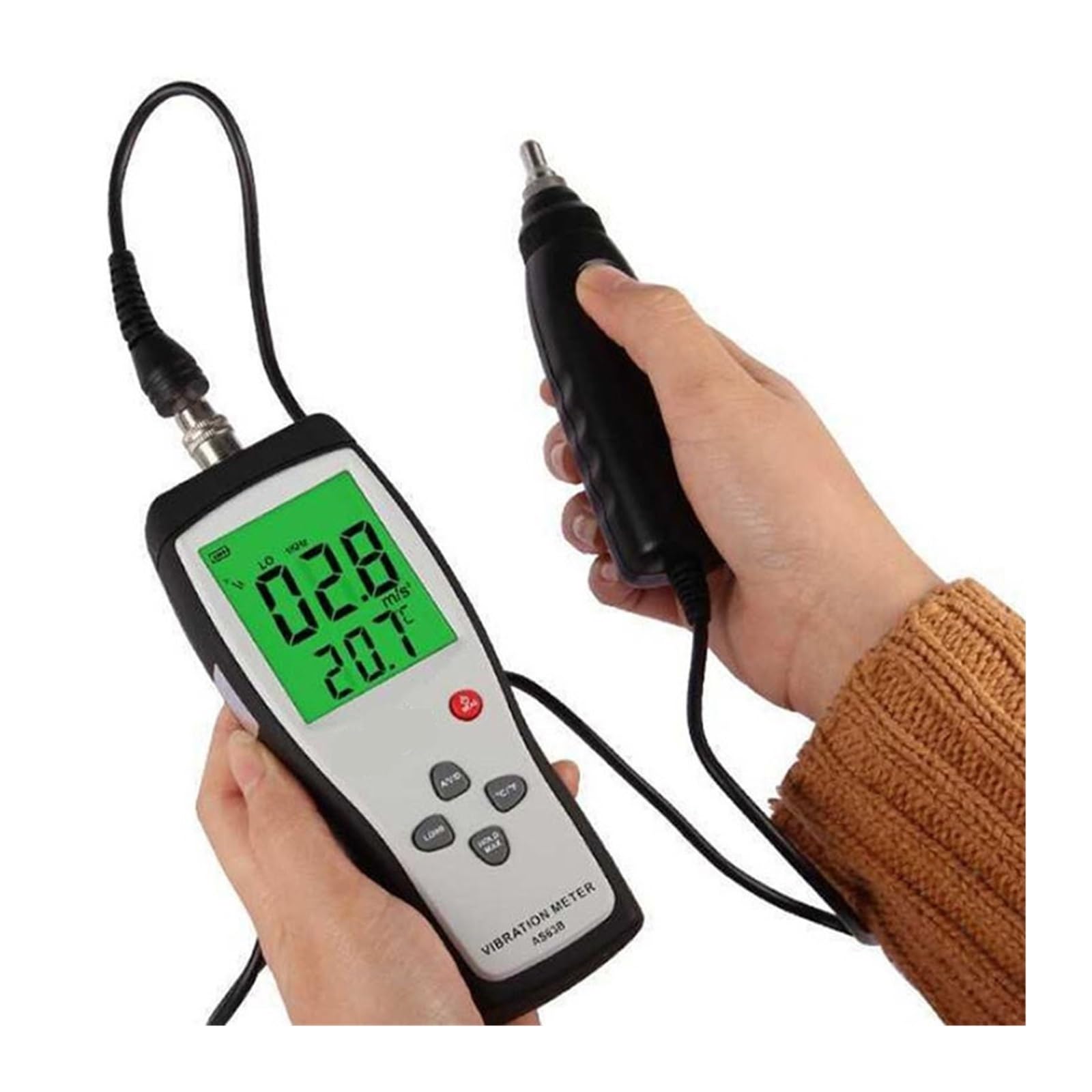 AS63B Digitales Vibrationsmessrät mit freistehender Sonde, 10 Hz ~ 1 kHz, 0,1~199,9 mt/s, Präzisions-Vibrationsmessrät