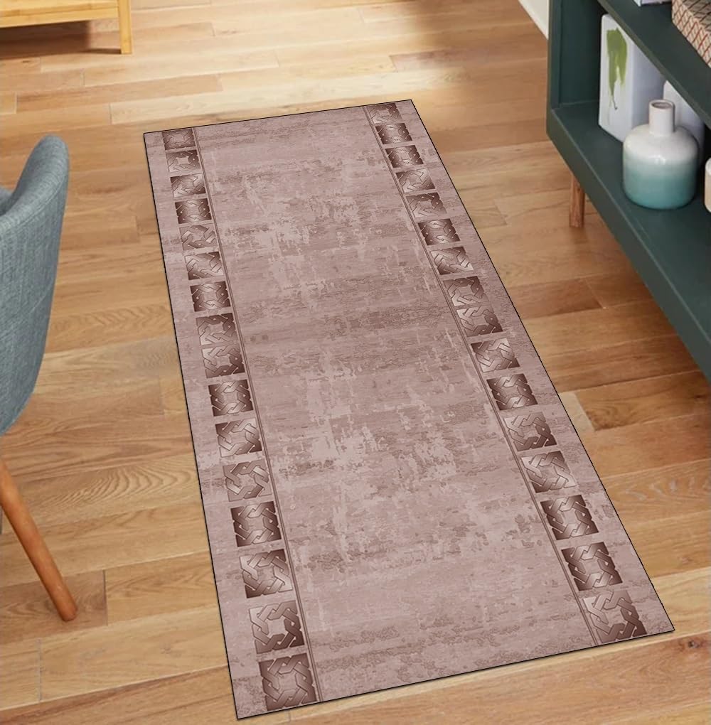 Alfombra de pasillo lavable de 40x300 cm marrón vintage para cocina
