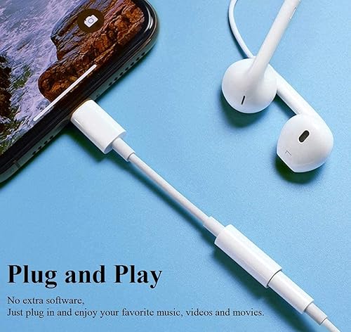 Miniatura 7 de Paquete de 2 adaptadores de conector Lightning a conector de auriculares de 0.138 in certificado Apple MFi, para iPhone de 0.138 in, adaptador de