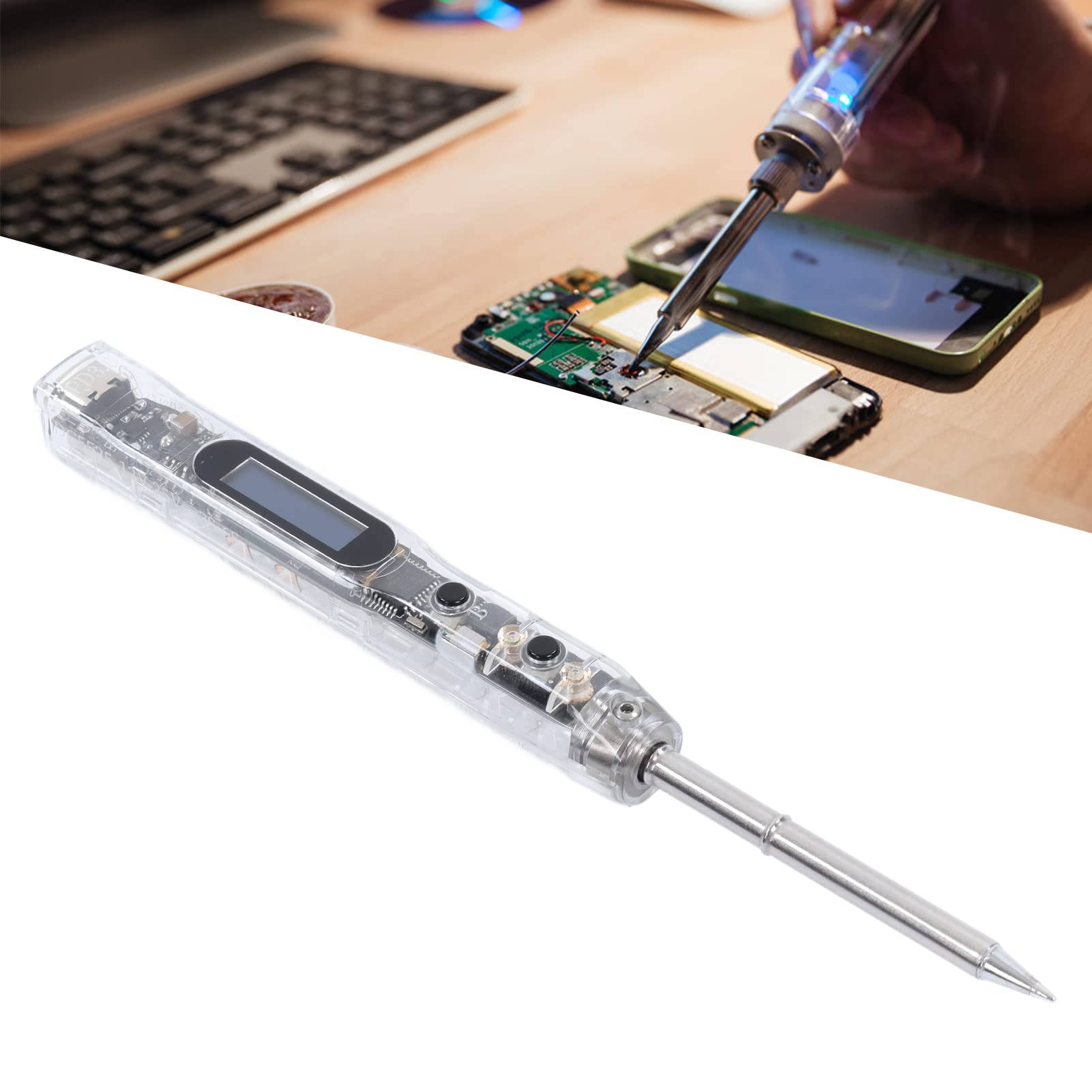 Kit de soldador portátil con pantalla digital y temperatura ajustable de hasta 450 ℃ para reparación de electrónica DIY, 1 kit.