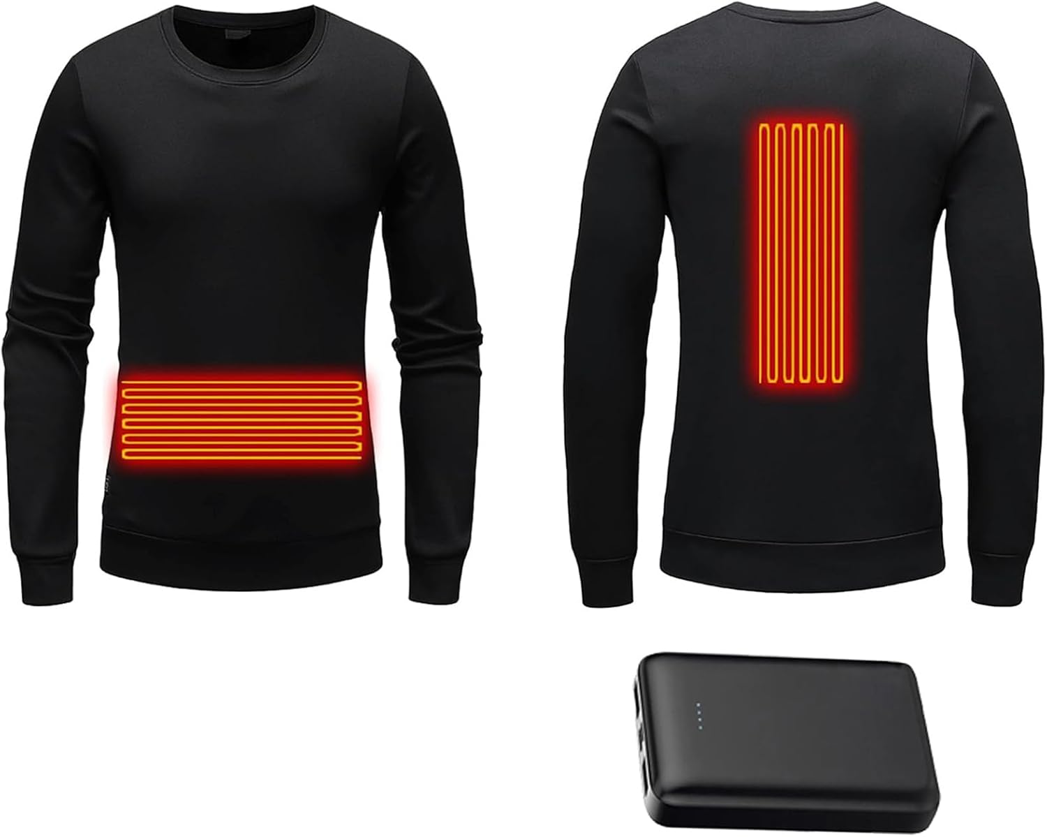 Electric Heated Thermal Underwear Tops USB Long Sleeve T Shirts Ultra-Soft Base Layer Warm Top for Mountaineering