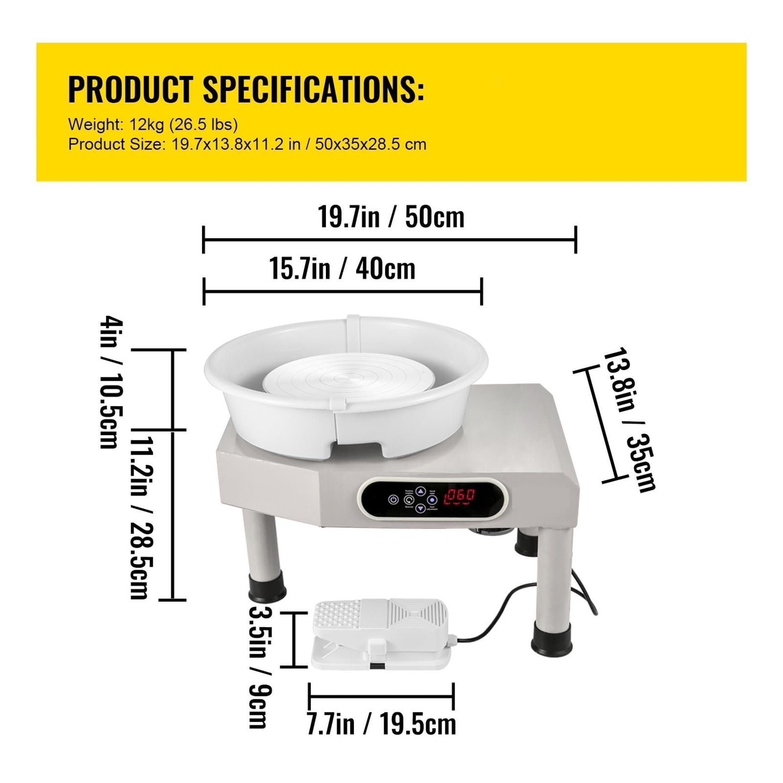 Ceramiczne koło garncarskie maszyna do formowania 25 cm ekran dotykowy LCD koło gliniane 350 W elektryczne narzędzia do rzeźbienia gliny DIY z pedałem nożnym szybko i skutecznie