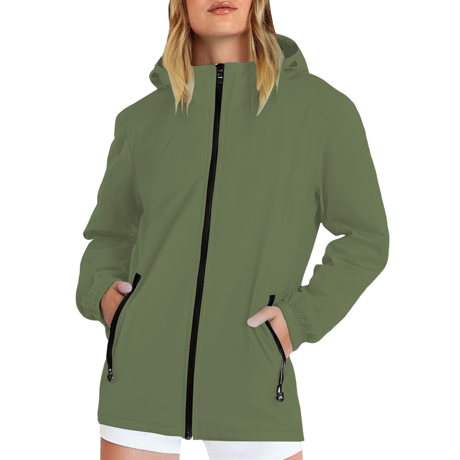 Giacca Da Donna Sottile Con Colletto Rialzato, Soprabito, Viaggio E Campeggio Giacche Invernali Cappuccio Impermeabile Moto Antipioggia Pioggia A Vento Giubbotto Softshell Elegante