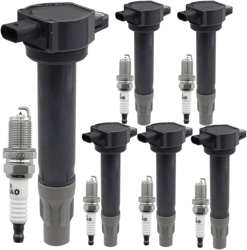 Ignition Coil Pack 04606869AB with Iridium Spark Plug Set of 6 Compatible with Chrysler Sebring 2.7L/3.5L 2006-2010, Town & Country, 300, Dodge Avenger, Challenger, Charger, Stratus, Nitro, Magnum