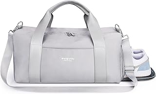 19" Grey Personal Gym Bag for Women,with Shoe Compartment & Wet Pocket
