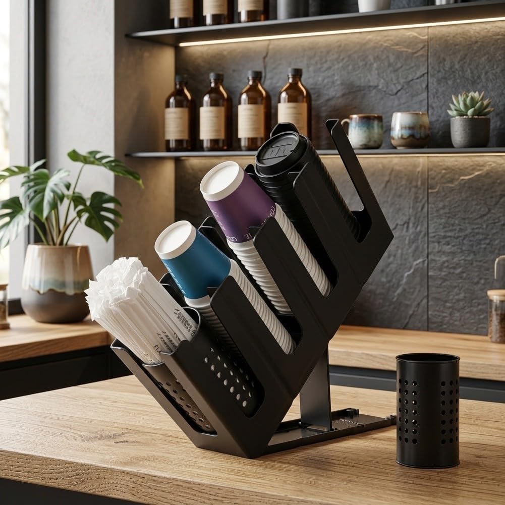 Organizer Tazze e Getta con Cannucce Integrato Organizer Tazze