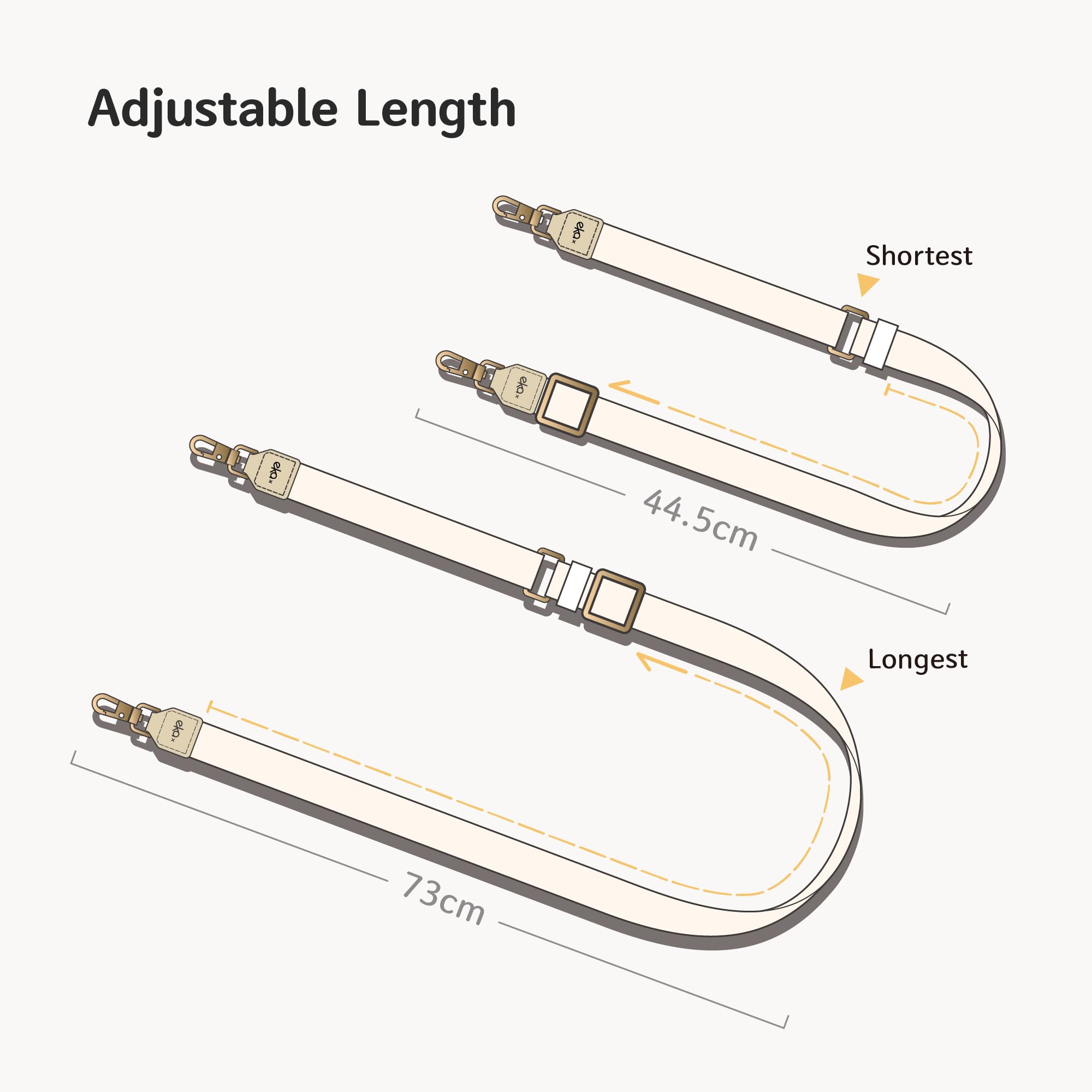 EKAX Universal-Handy-Umhängeband, 2 x verstellbare Doppelhakenriemen, 2 x klebstofffreie Haltegurte, Halshalter für Hüllen (Beige + Schwarz)