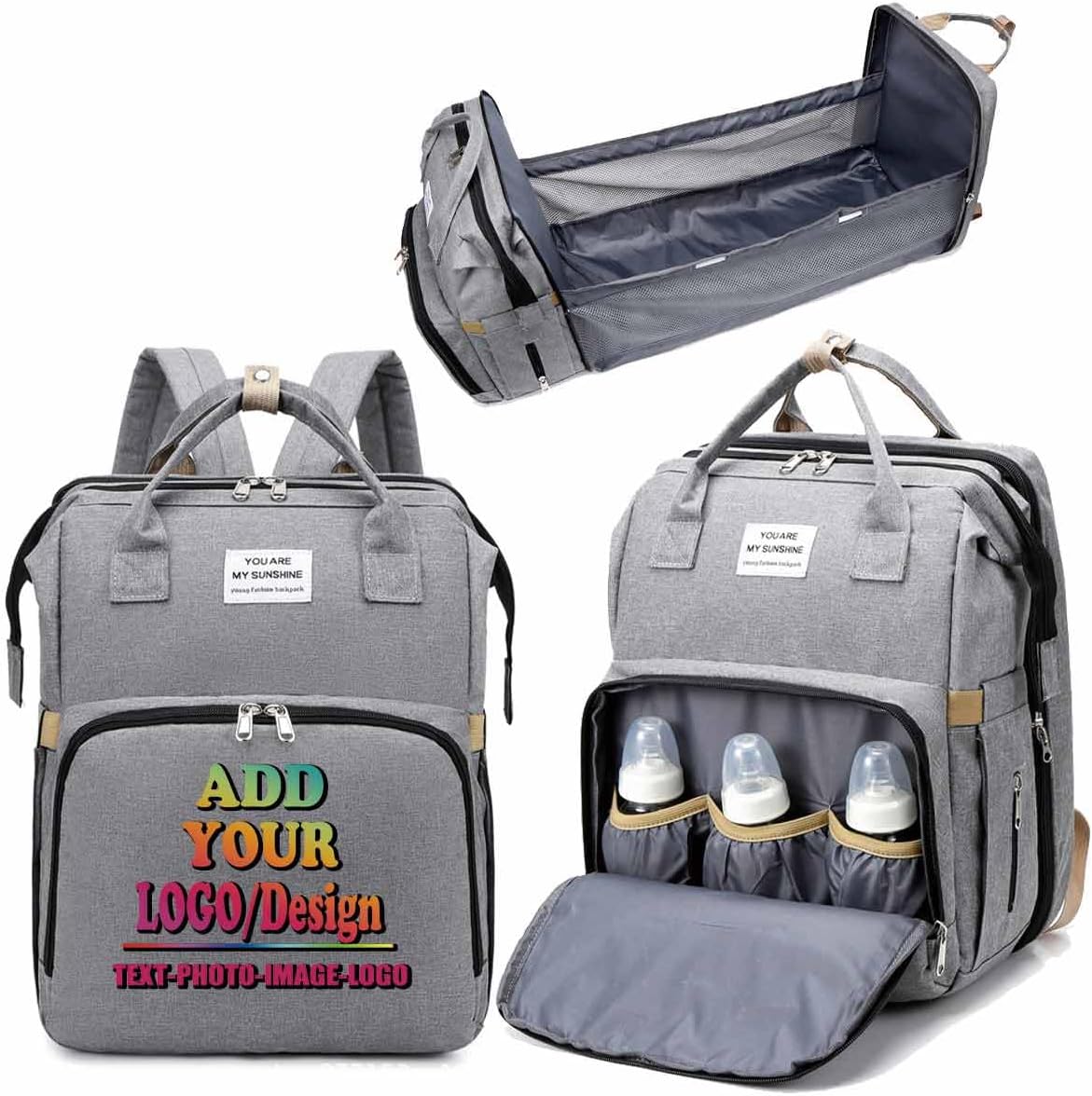 SMALL COLOR Personalized Diaper Bag Customized Backpack For Women Gifts Print Logo/Name/Photo (Green)