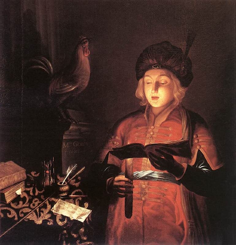 Portrait Tableaux Toile Jeune homme à la bougie Michel Gobin