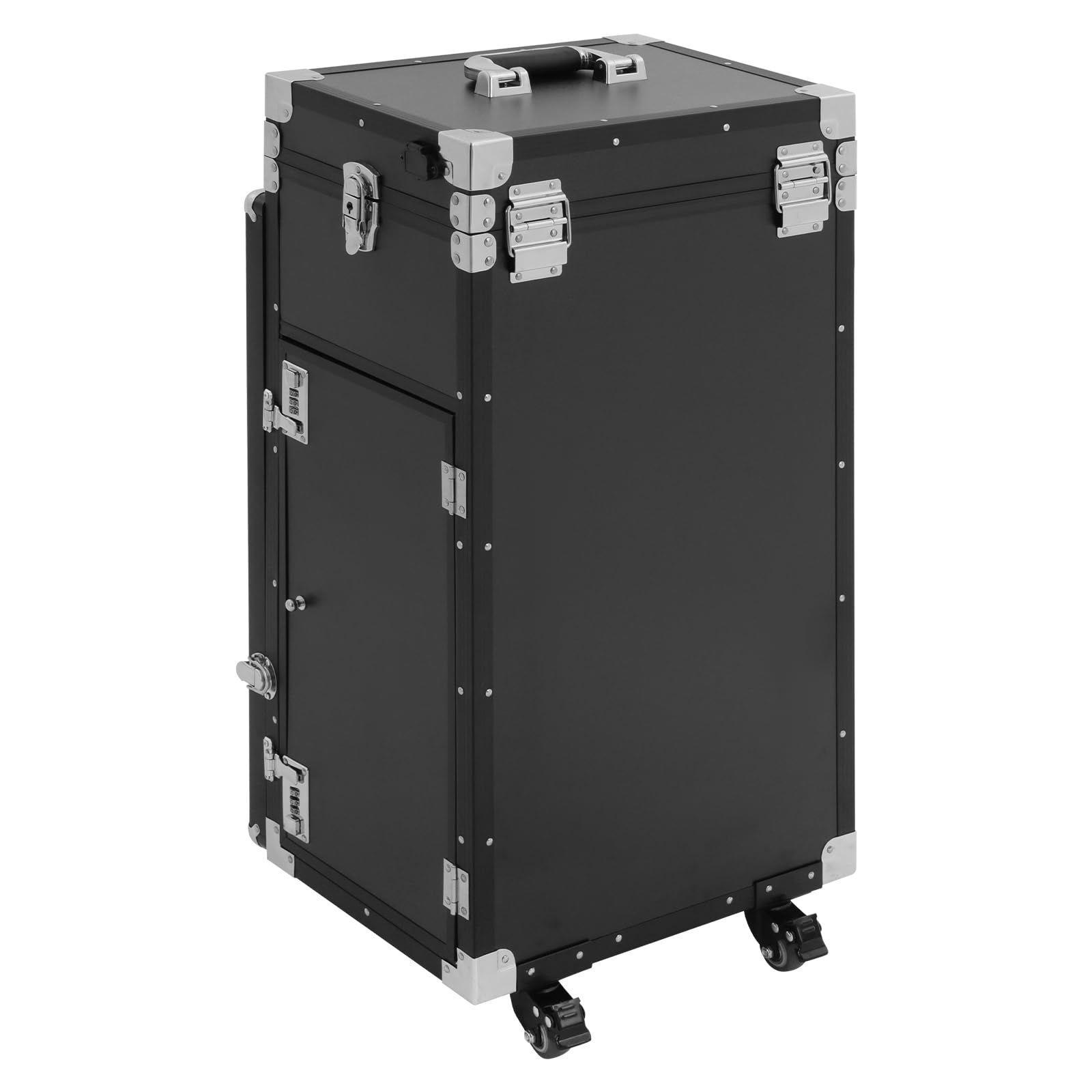 Carrello Tavolo Manicure Professionale con Aspiratore, 4 Cassetti e Specchio – Valigia Estetista Portatile per Unghie e Trucco Pieghevole