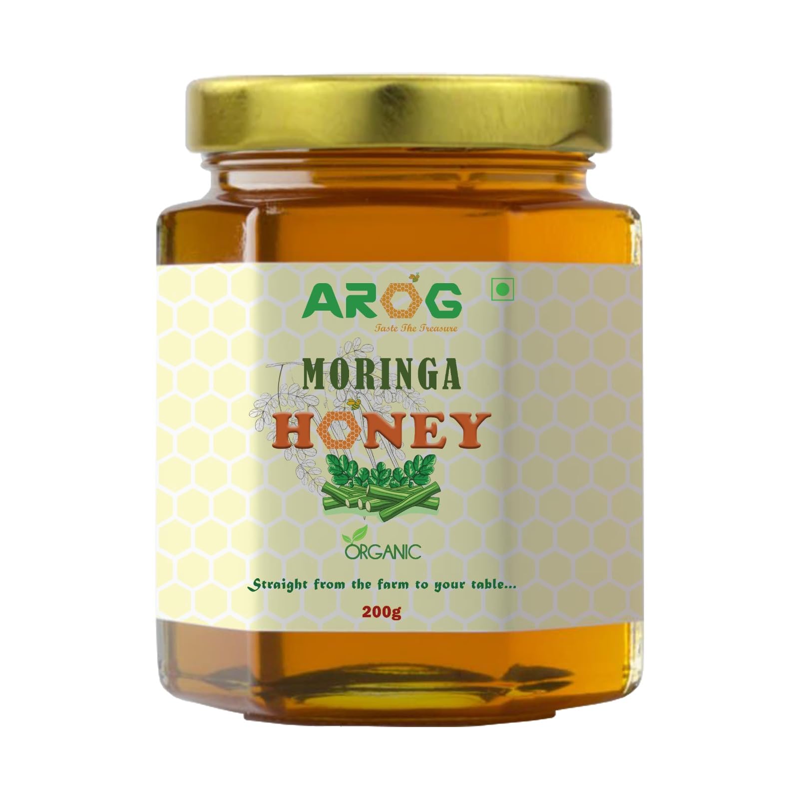 AROG Raw Moringa Honey | 100% Organic | Natural Honey from Moringa Flowers | Glass Jar | 200 GMS-picture-15