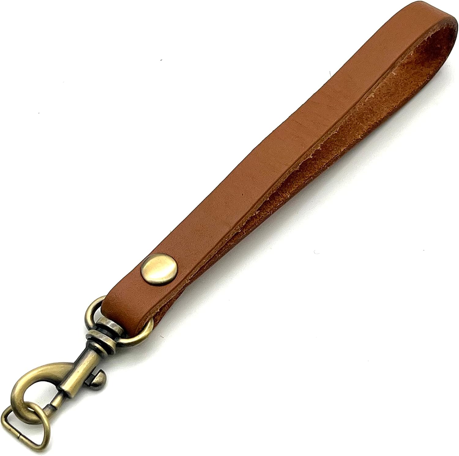 3dancraftit Genuine Leather Wristlet Strap Wrist Straps Handle with Lobster Clasp and D Ring for Key fob Replacement 7" / 18cm Brown CF80B