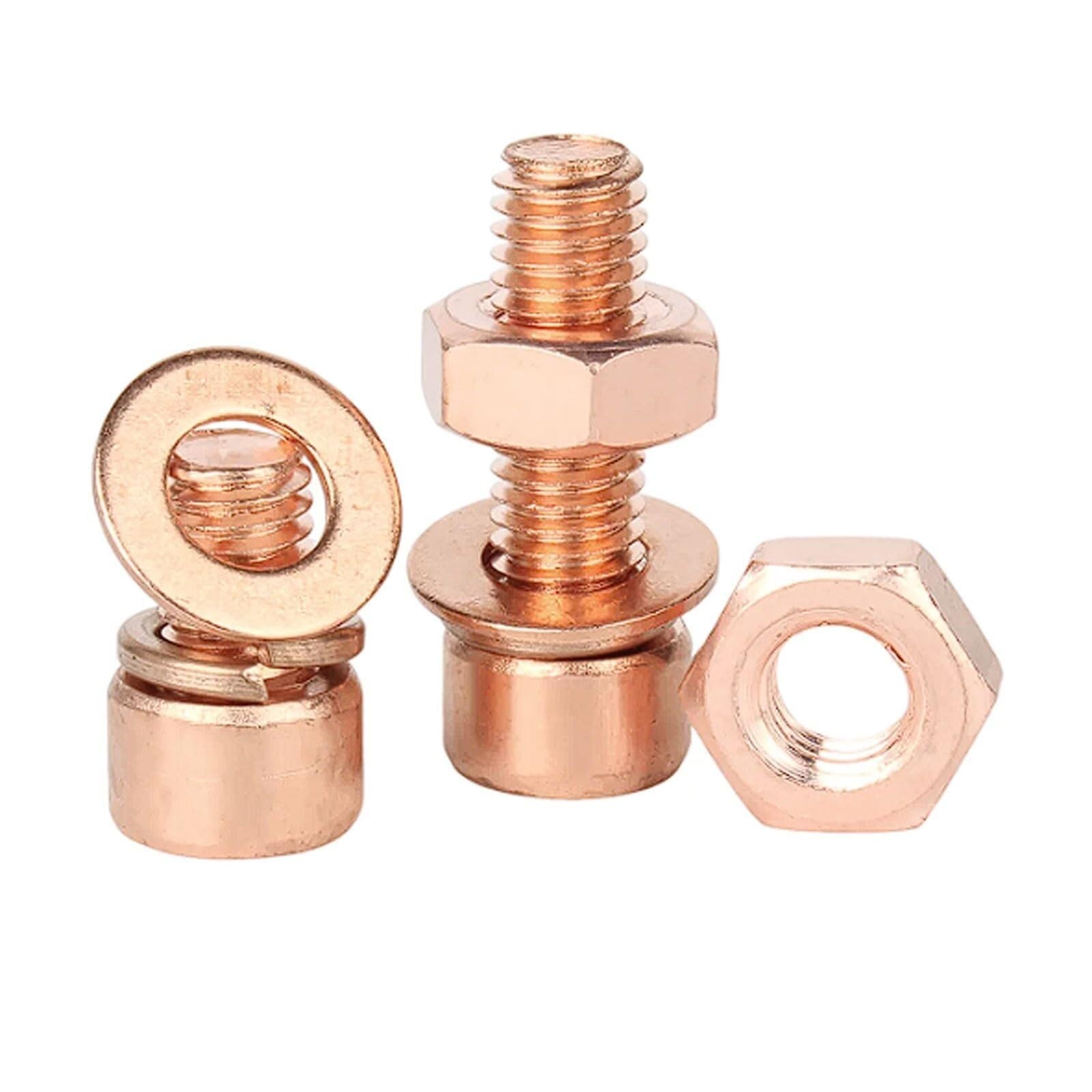Kit de tuercas y tornillos de cabeza hueca hexagonal de cobre con arandelas planas y de resorte M3-M8