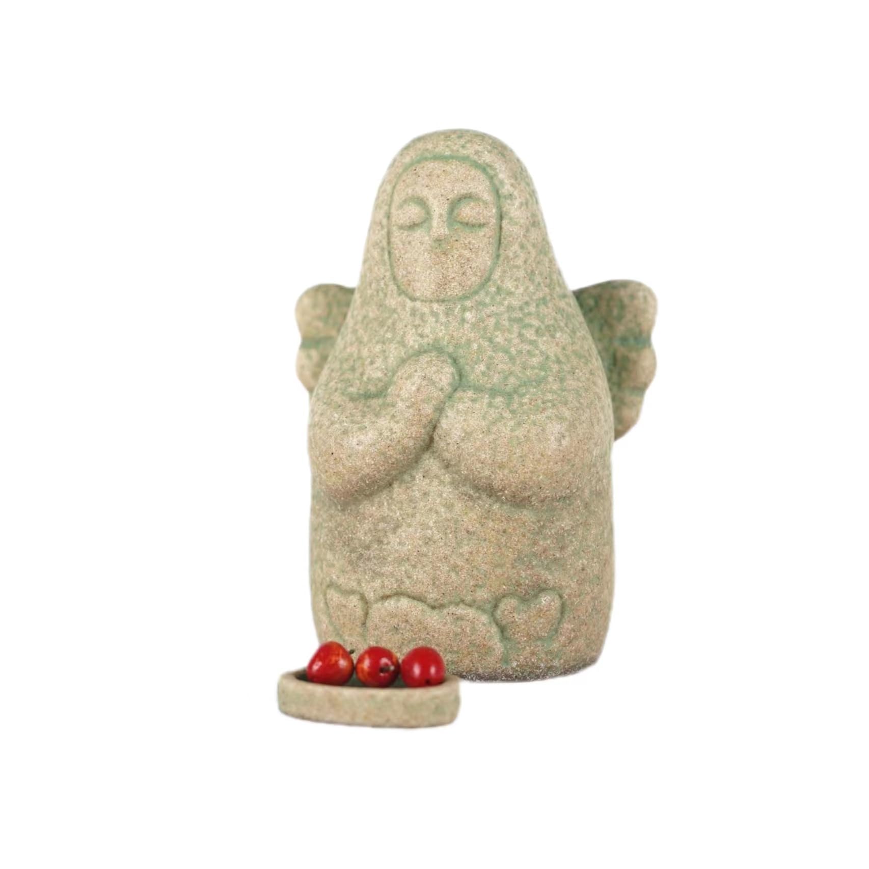 3.54in Praying Angel Statue, Goddess Hylia Statue, Resin Statue Fish Tank Decoration, Desk Game Room Decoration, Zelda Figure, Zelda Gift（Three Small Apples）