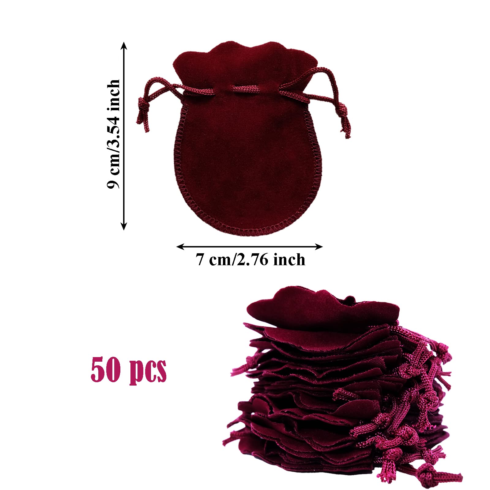 Spldsun 50 Pieces Velvet Jewellery Bags, Gift Bags with Drawstring, for Storing Jewelry Jewellery, Candy - Image 3