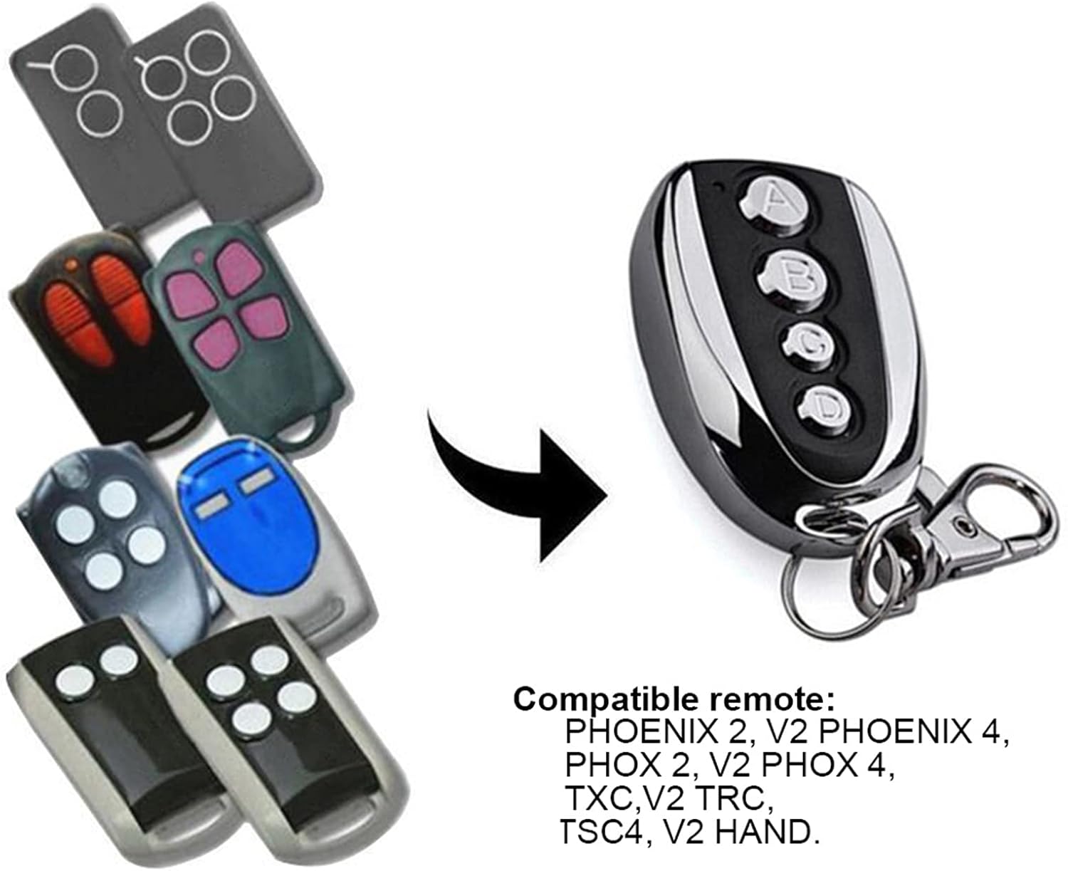 Image showing the DOACT remote control alongside various compatible remote models.