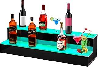 VEVOR LED Lighted Liquor Bottle Display Shelf, 40in LED Bar Shelves for Liquor, 2-Step Lighted Liquor Bottle Shelf 15-Color Lights, Acrylic Lighted Bottle Display with Remote & App Control