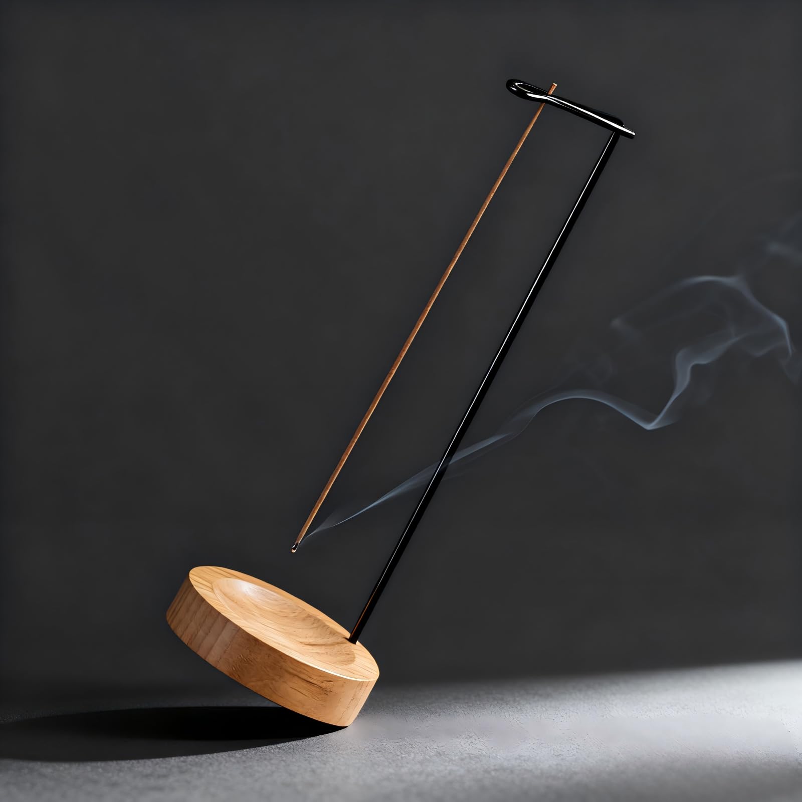 Tivleed Natural Wood And Black Modern Hanging Incense Holder With Ash Catcher - Elegant Metal And Oak Wood Burner For Sticks - Zen Home Decor For Meditation & Relaxation