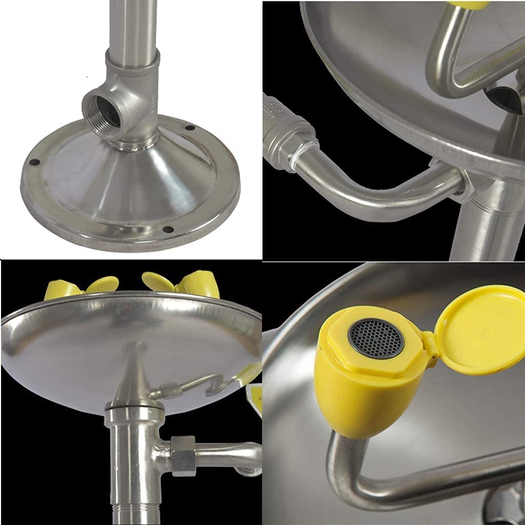 Lavaojos Vertical de Acero Inoxidable Sistema de Ducha lavaojos de Emergencia con función anticongelante Fácil instalación, lavaojos de Doble Puerto