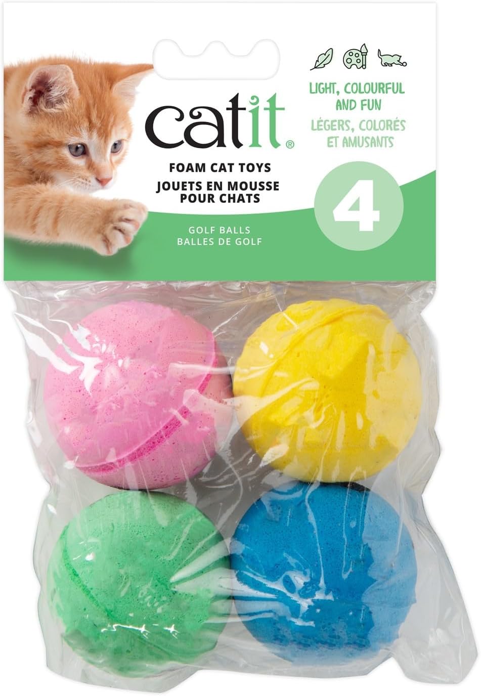 Foamies Sponge Golf Ball Cat Toy – 4 Pack