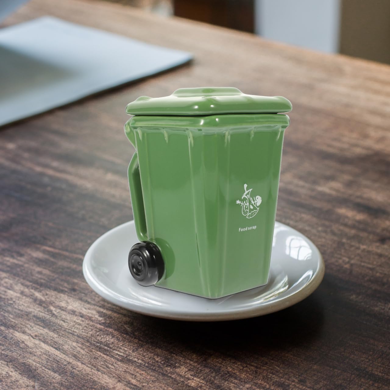 SHERCHPRY Trash Bin Ceramic Mug with Lid Funny Drinking Cup for Coffee Tea Water Beer Wine Daily Use Home and Office Creative Gift 5.31 X 3.74 X 2.16 in image 4